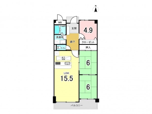 和泉市鶴山台、マンションの間取り画像です