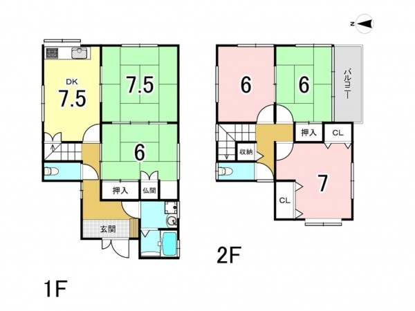 和泉市上代町、中古一戸建ての間取り画像です