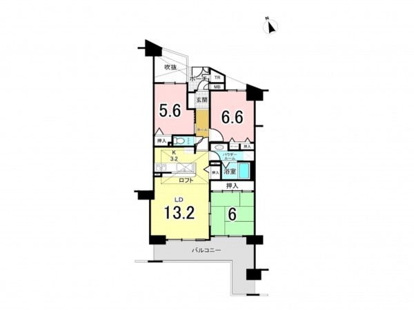 和泉市室堂町、マンションの間取り画像です