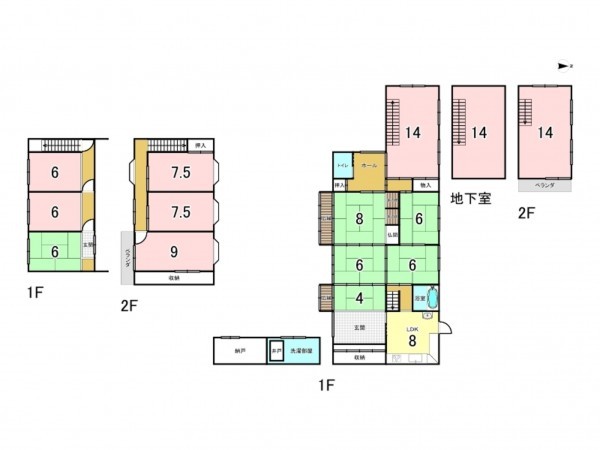 和泉市池田下町、中古一戸建ての間取り画像です