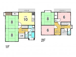 和泉市山荘町、中古一戸建ての間取り画像です