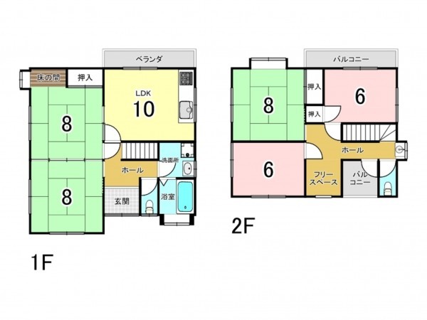 和泉市山荘町、中古一戸建ての間取り画像です