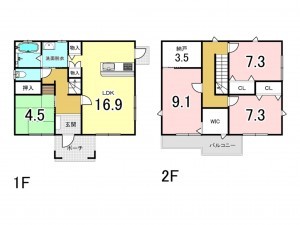 和泉市阪本町、中古一戸建ての間取り画像です