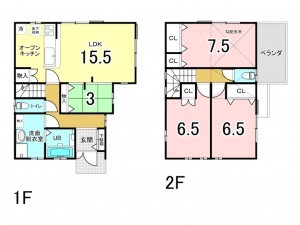 和泉市内田町、中古一戸建ての間取り画像です