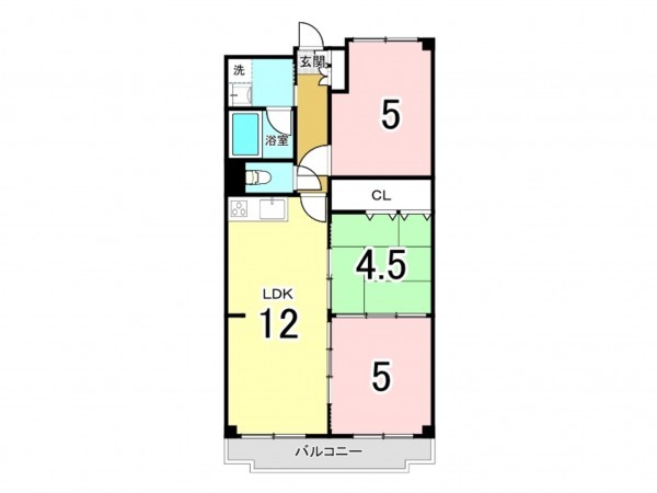 和泉市伏屋町、マンションの間取り画像です