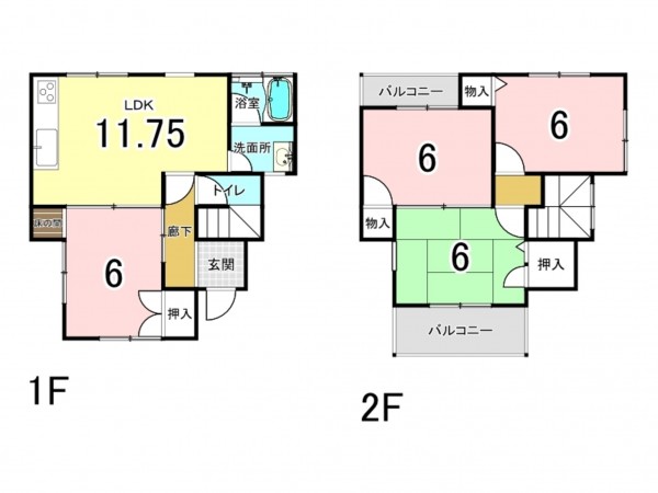 和泉市葛の葉町、中古一戸建ての間取り画像です