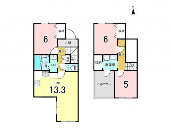 和泉市鶴山台、中古一戸建ての間取り画像です