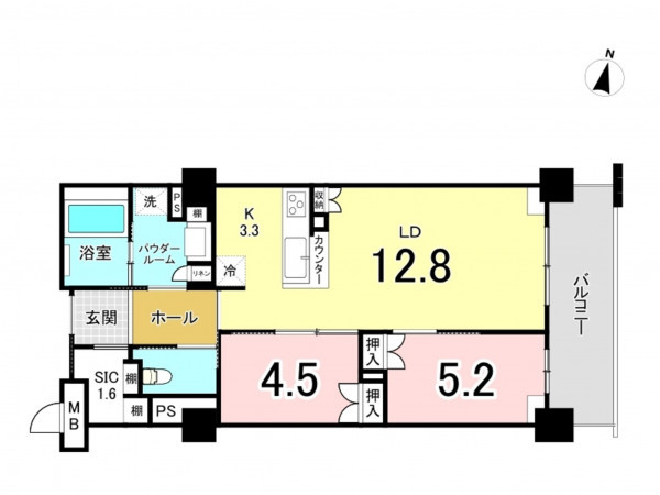 和泉市伏屋町、マンションの間取り画像です