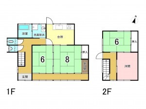 出雲市東福町、中古一戸建ての間取り画像です