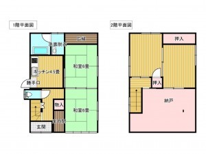 出雲市斐川町直江、中古一戸建ての間取り画像です