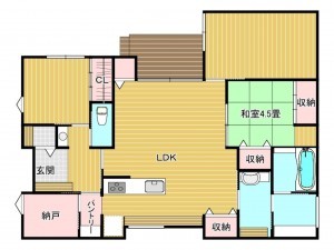 出雲市斐川町出西、新築一戸建ての間取り画像です