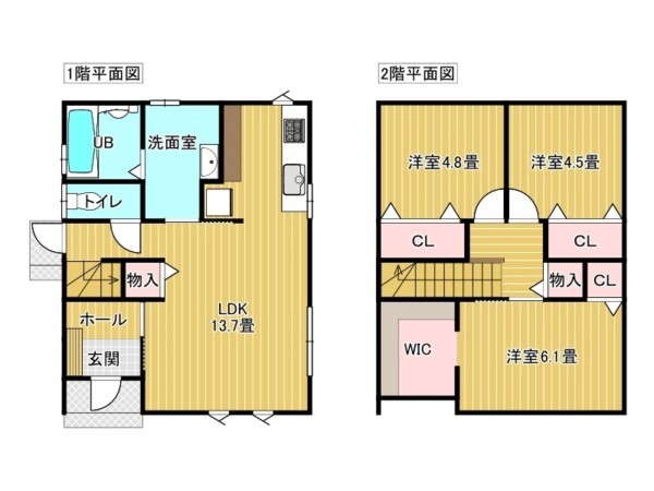 出雲市矢野町、新築一戸建ての間取り画像です