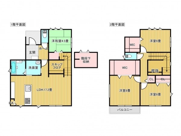 出雲市渡橋町、新築一戸建ての間取り画像です