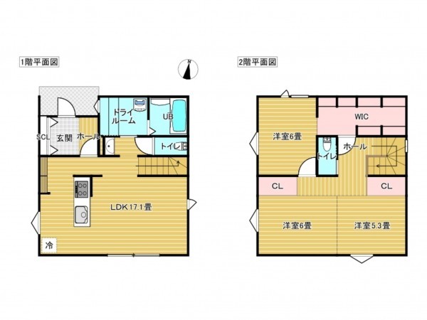 出雲市渡橋町、新築一戸建ての間取り画像です