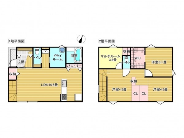 出雲市渡橋町、新築一戸建ての間取り画像です