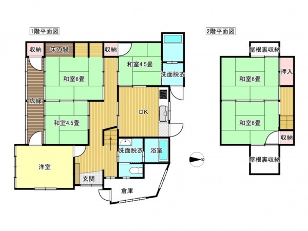 出雲市渡橋町、中古一戸建ての間取り画像です