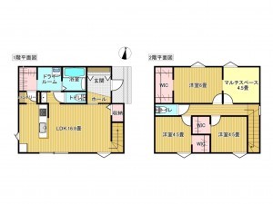 出雲市大津町、新築一戸建ての間取り画像です