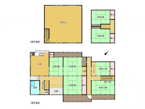 出雲市野郷町、中古一戸建ての間取り画像です