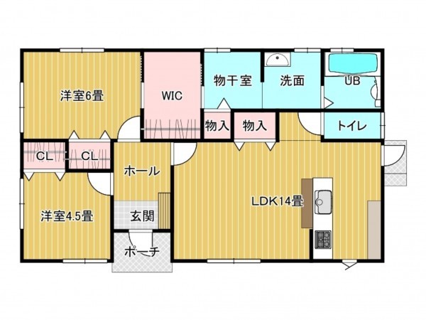 出雲市渡橋町、新築一戸建ての間取り画像です