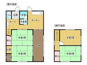 出雲市小山町、中古一戸建ての間取り画像です