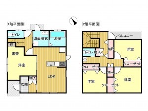 出雲市上塩冶町、中古一戸建ての間取り画像です