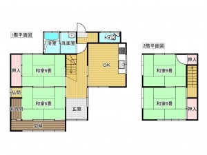 出雲市平田町、中古一戸建ての間取り画像です
