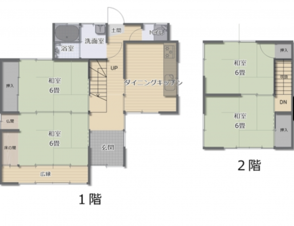 出雲市平田町、中古一戸建ての間取り画像です