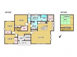 出雲市矢野町、中古一戸建ての間取り画像です