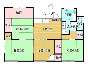 出雲市荻杼町、中古一戸建ての間取り画像です