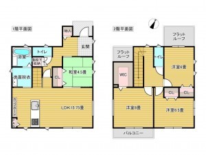 出雲市大津朝倉、新築一戸建ての間取り画像です