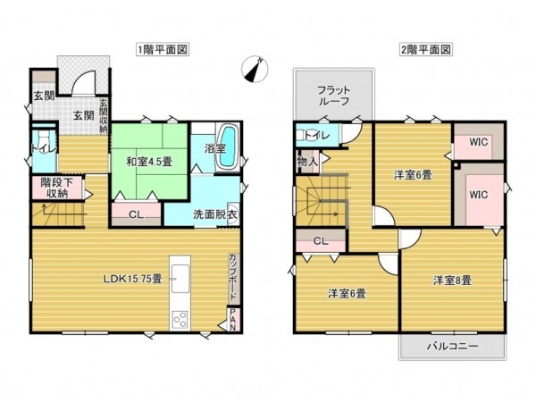 出雲市大津朝倉、新築一戸建ての間取り画像です