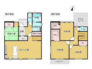 出雲市大津朝倉、新築一戸建ての間取り画像です