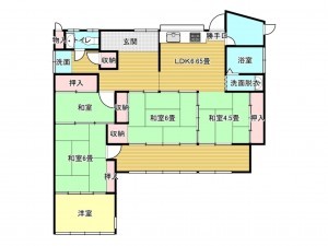 出雲市大津町、中古一戸建ての間取り画像です