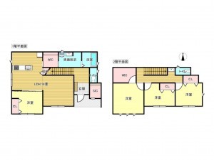 出雲市斐川町併川、中古一戸建ての間取り画像です