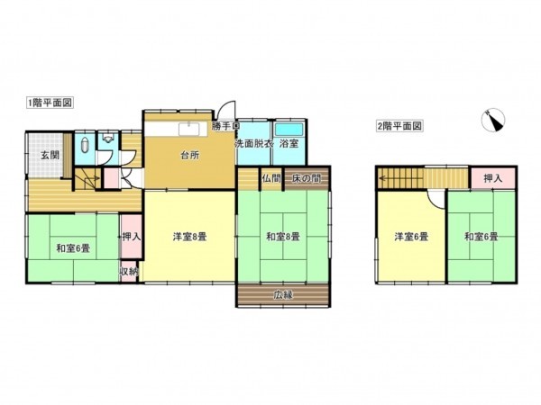 出雲市湖陵町三部、中古一戸建ての間取り画像です