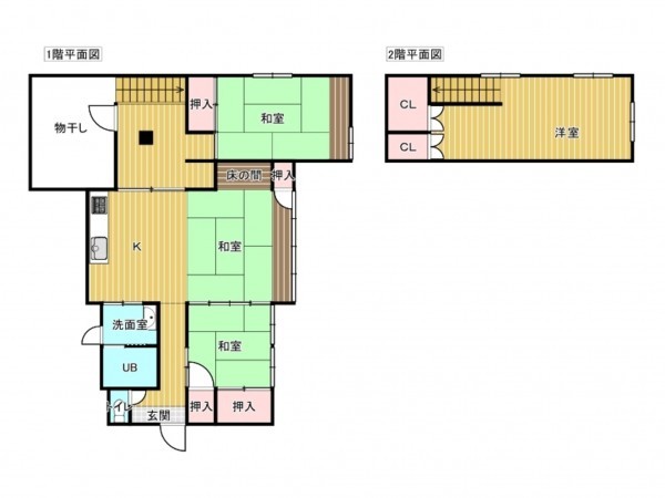 出雲市白枝町、中古一戸建ての間取り画像です