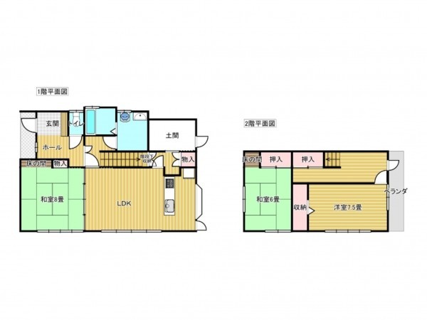 出雲市高岡町、中古一戸建ての間取り画像です