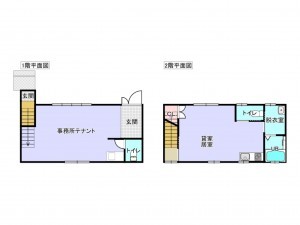 出雲市斐川町学頭、収益物件/店舗付住宅の間取り画像です