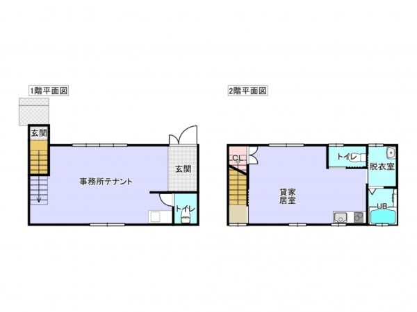 出雲市斐川町学頭、収益物件/店舗付住宅の間取り画像です