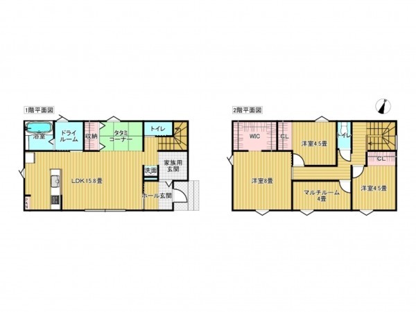 出雲市斐川町直江、新築一戸建ての間取り画像です