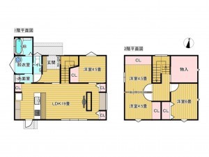 出雲市高岡町、中古一戸建ての間取り画像です