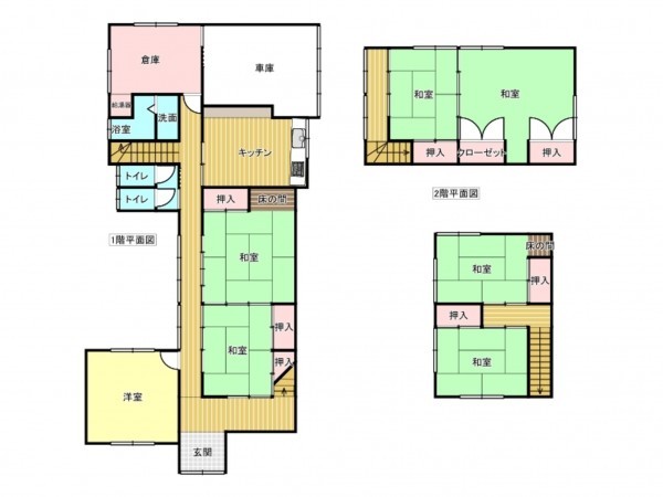 出雲市多伎町口田儀、中古一戸建ての間取り画像です