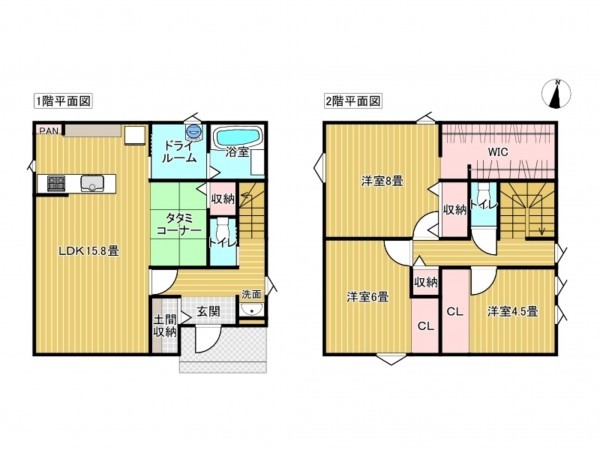 出雲市渡橋町、新築一戸建ての間取り画像です