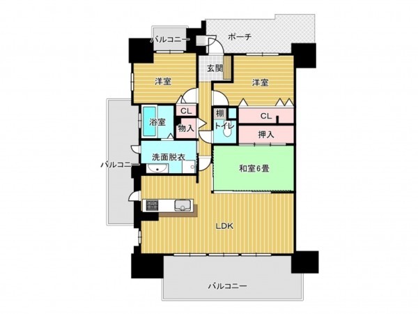 出雲市渡橋町、マンションの間取り画像です