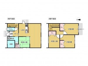 出雲市高岡町、中古一戸建ての間取り画像です