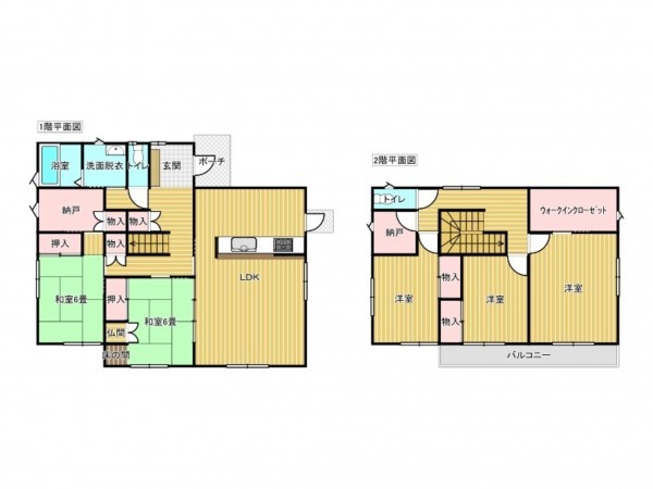 出雲市斐川町富村、中古一戸建ての間取り画像です