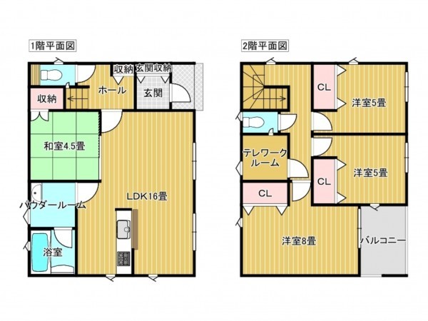 出雲市中野町、新築一戸建ての間取り画像です