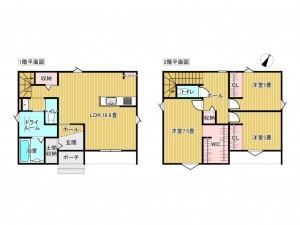 出雲市姫原町、新築一戸建ての間取り画像です