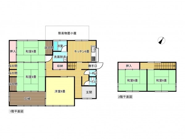 出雲市神門町、中古一戸建ての間取り画像です