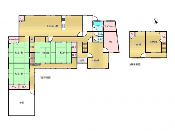 出雲市河下町、中古一戸建ての間取り画像です